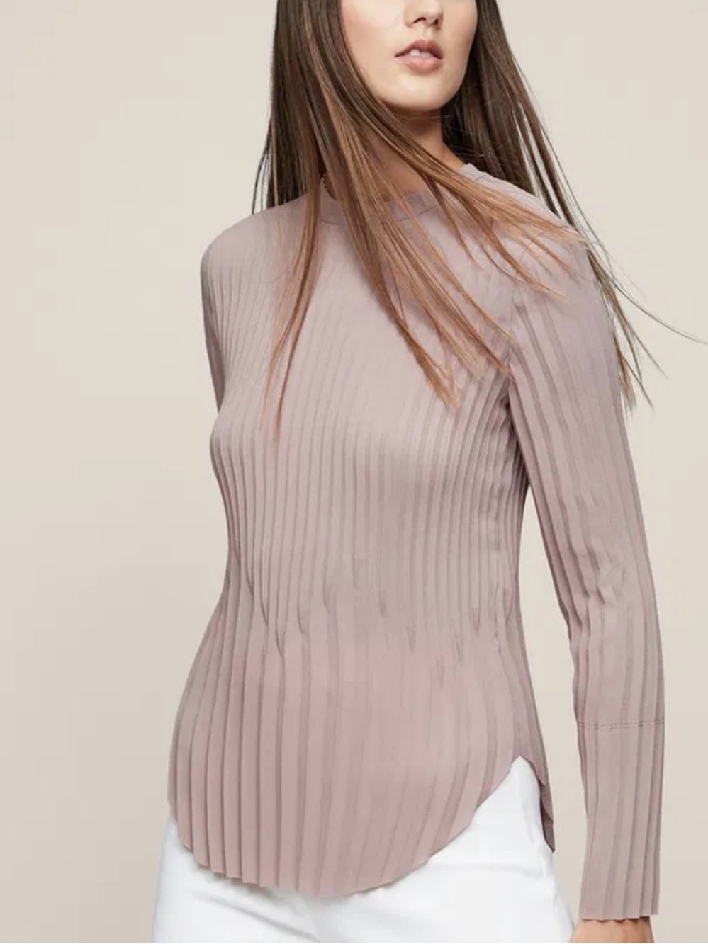 Reiss Lina Pleated Long Sleeve Top – US 8